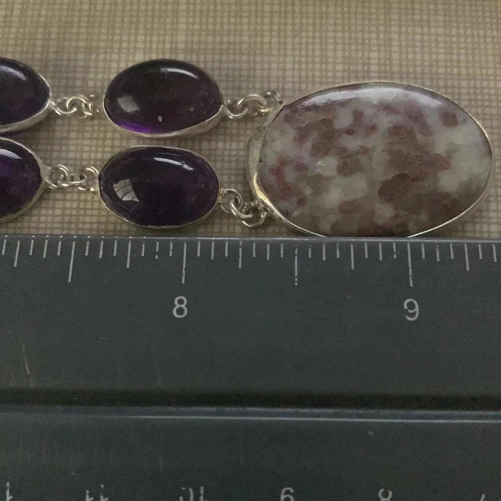 NEW Lapidolite purple quartz silver artisan handcrafted necklace - Picture 7 of 7